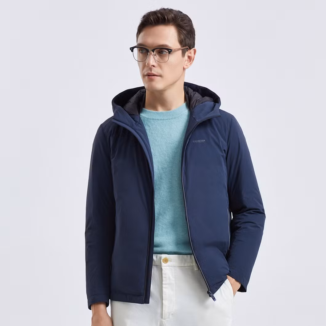 OEM Mens Custom Anti Wrinkle Warm Puffer Down Jacket Winter Lightweight Down Jackets Coat with Hood for Men 2021 Winter