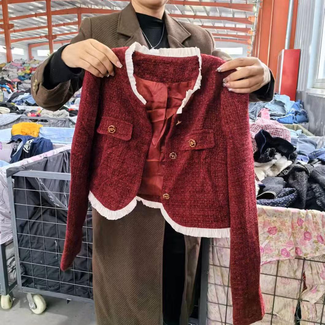 Wholesale Used Fashion Women Tweed Jacket Thrift Clothes Female Suit