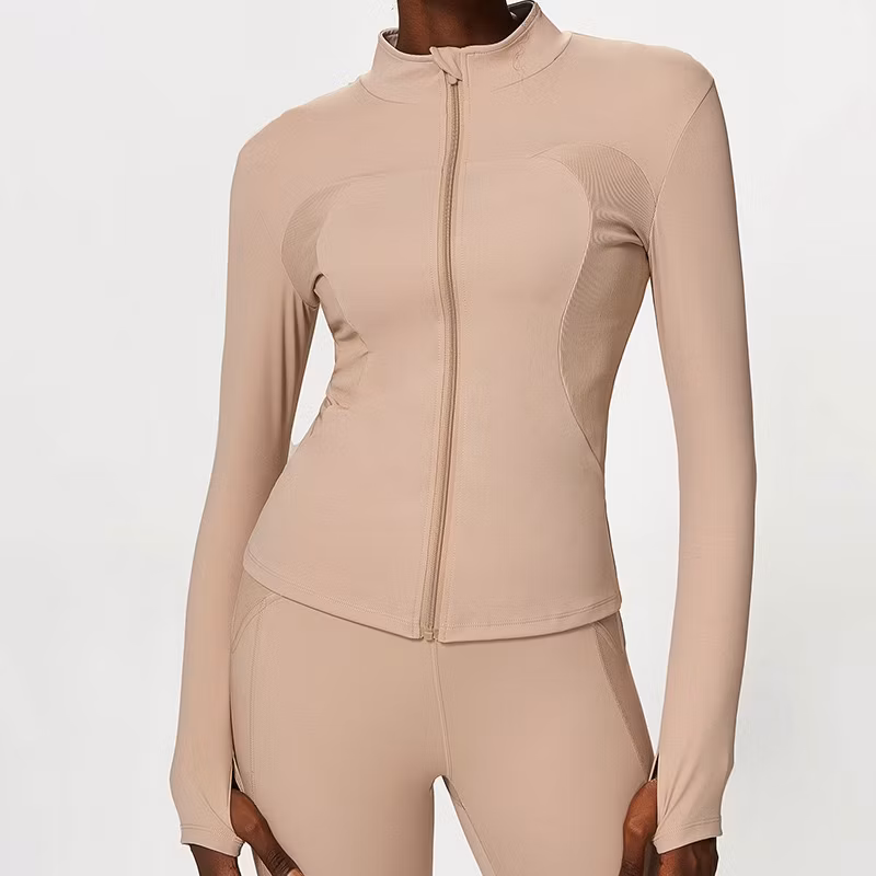 Hot Selling Athletic Gym Structure Zip up Jacket with Thumb Holes Slim Fit Autumn Running Jackets Long Sleeve Outdoor Fitness Training Coat