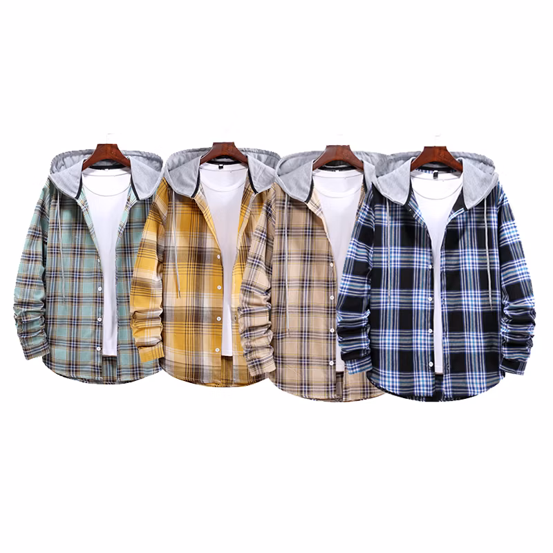 Mens Classic Long Sleeve Shirt Casual Cardigan Coat Plaid Button Jackets
