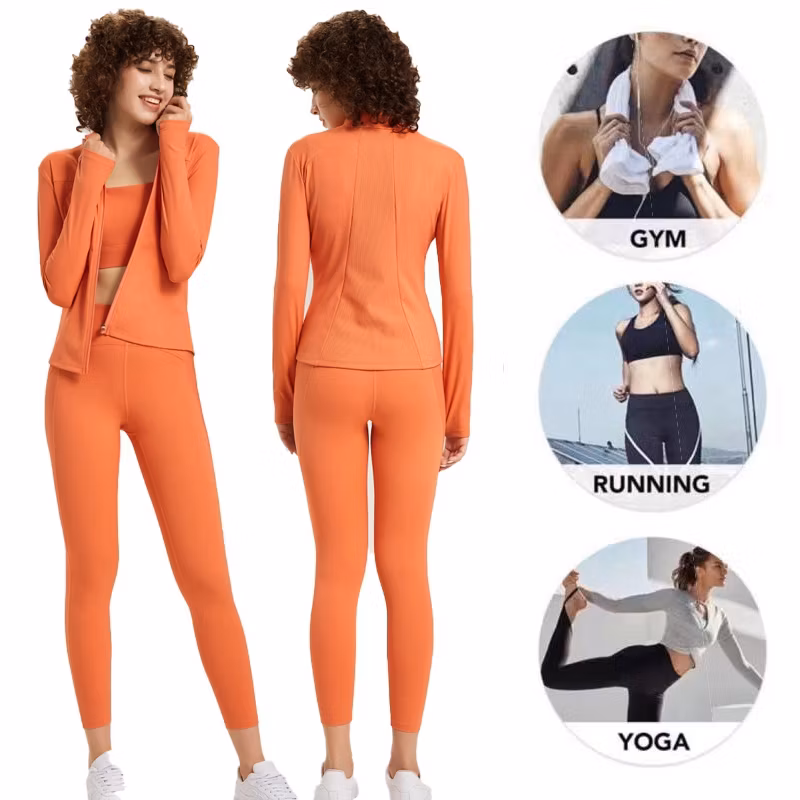 Hot Selling Athletic Gym Structure Zip up Jacket with Thumb Holes Slim Fit Autumn Running Jackets Long Sleeve Outdoor Fitness Training Coat
