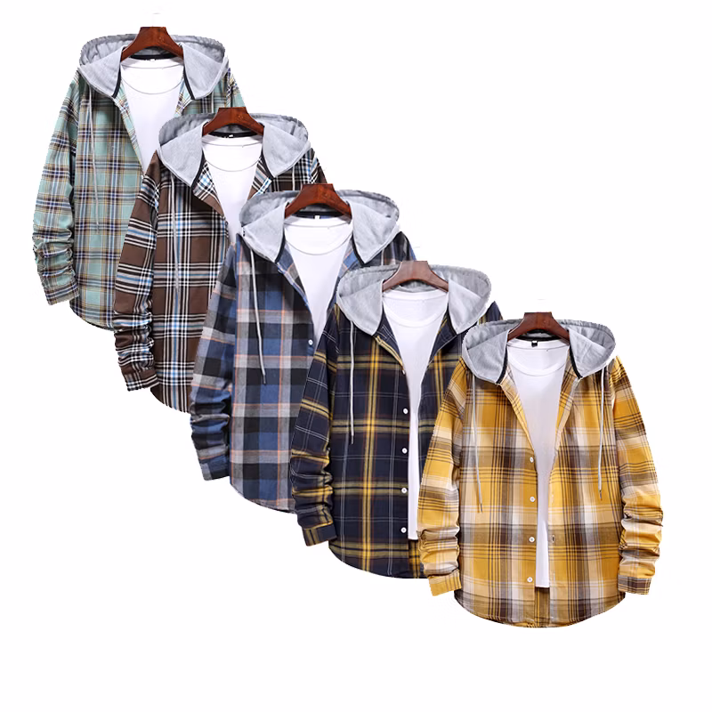 Mens Classic Long Sleeve Shirt Casual Cardigan Coat Plaid Button Jackets
