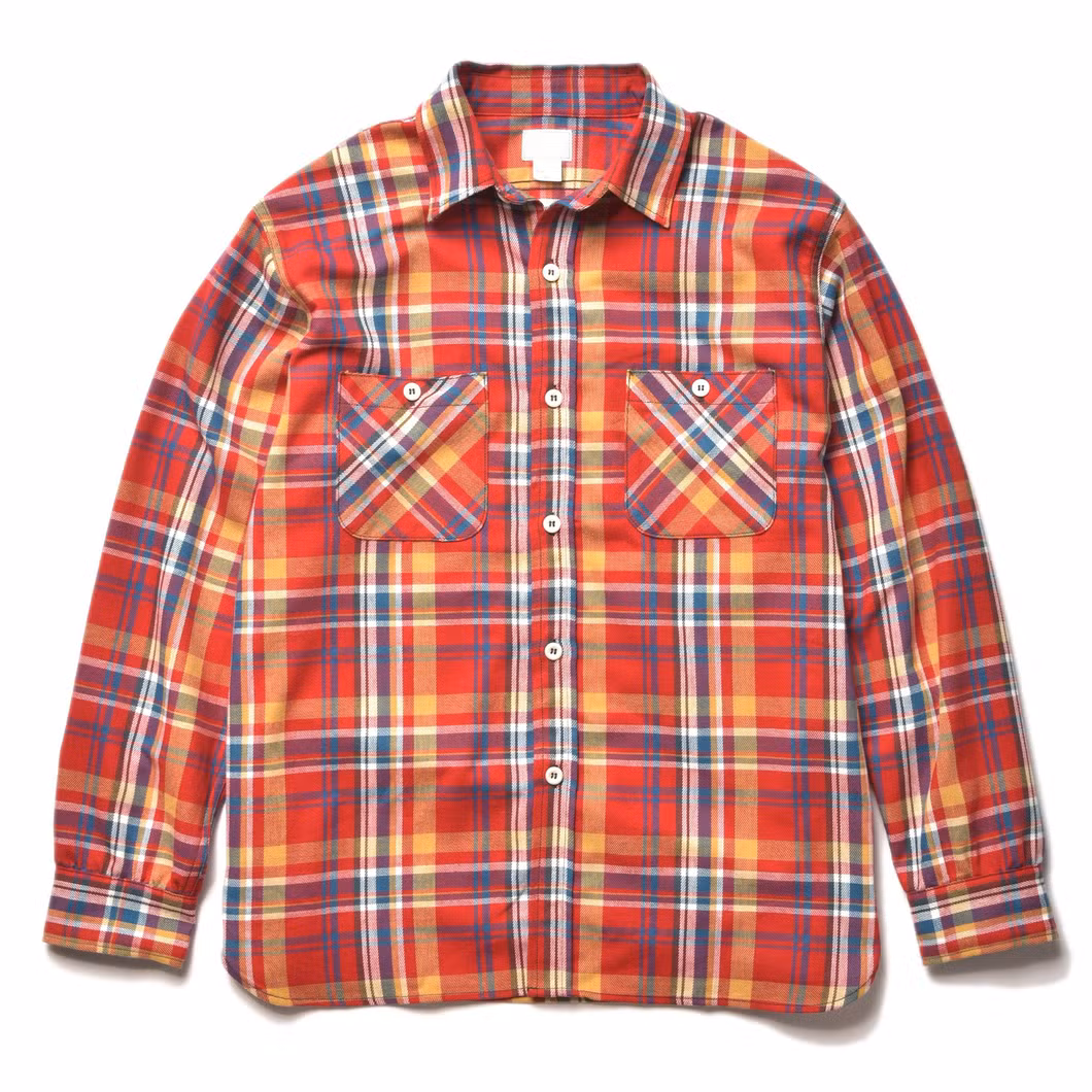 Custom Design Logo Street Red Plaid Shirt Plaid Flannel Fashion Shirt Jacket for Men