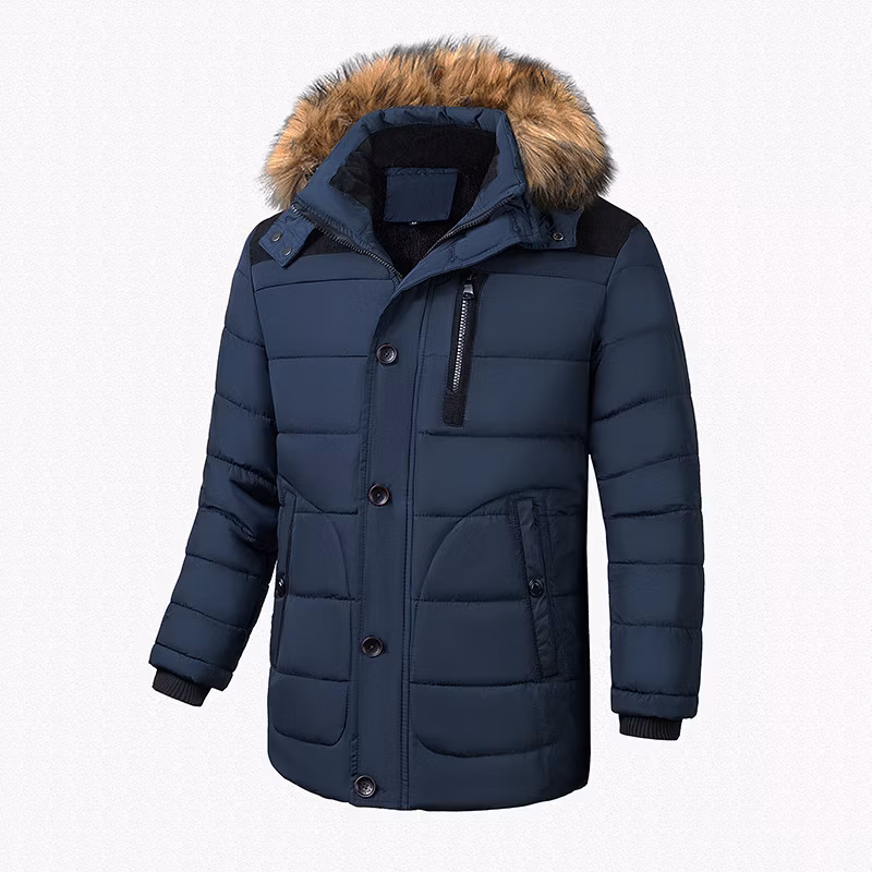 100%Polyester Navy Winter Warm Waterproof Windproof Cotton Padding Jacket