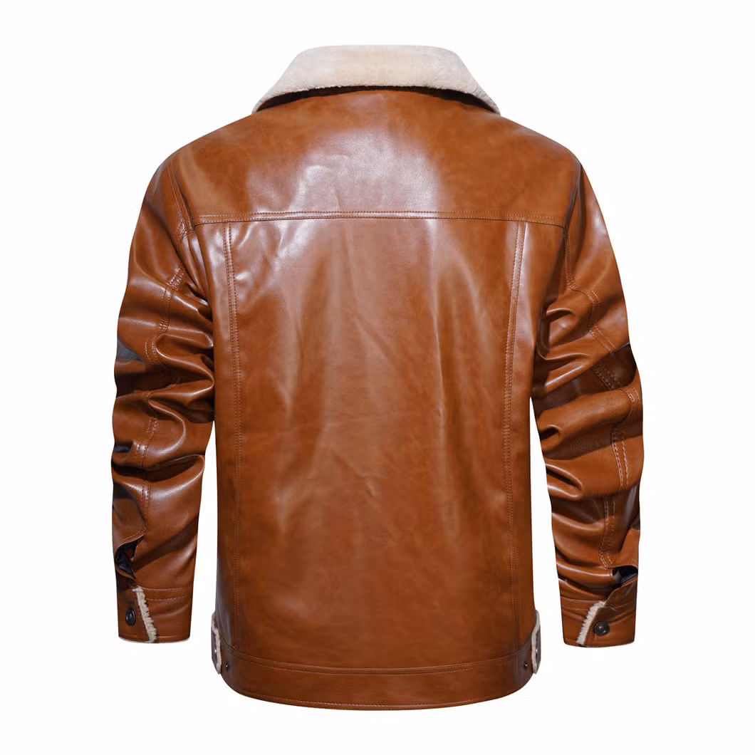 Asiapo China Factory Men&prime;s Moto Bike Pacer Faux Leather Jacket with Fleece Lining