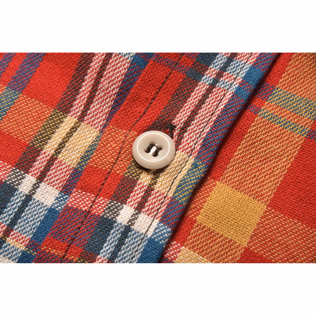 Custom Design Logo Street Red Plaid Shirt Plaid Flannel Fashion Shirt Jacket for Men