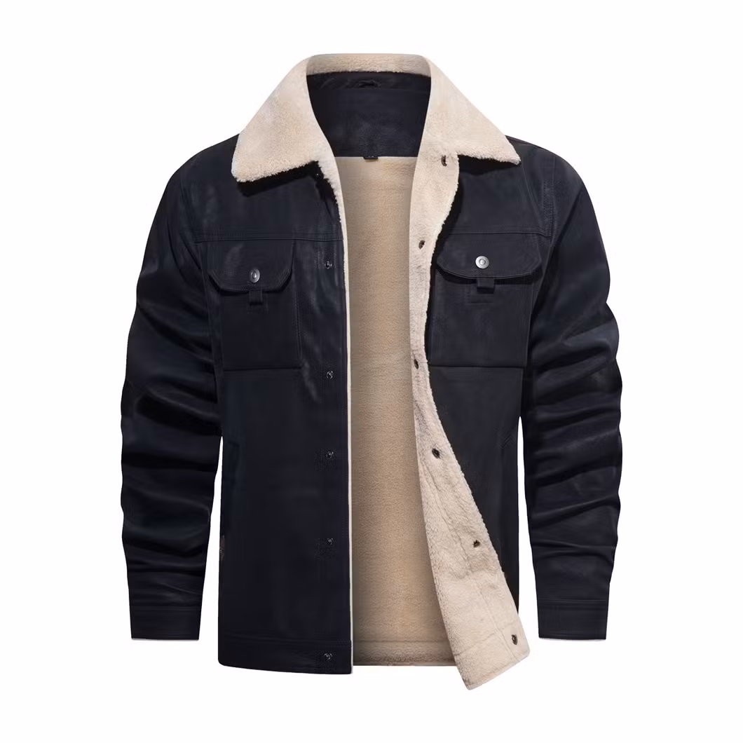 Asiapo China Factory Men&prime;s Moto Bike Pacer Faux Leather Jacket with Fleece Lining