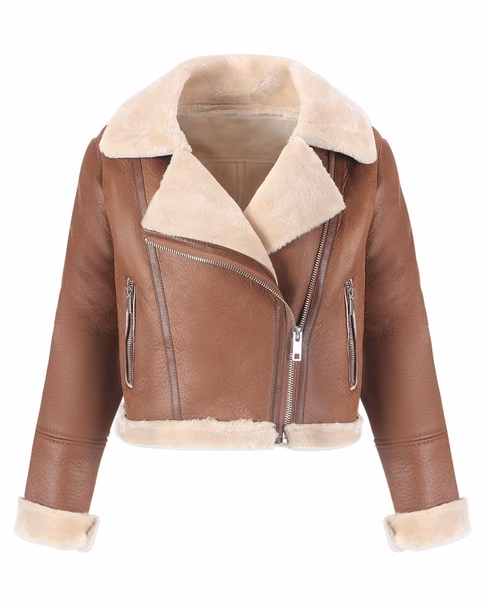 Ladies Suede Bonded Fur Jacket Women Suede Fur Jacket