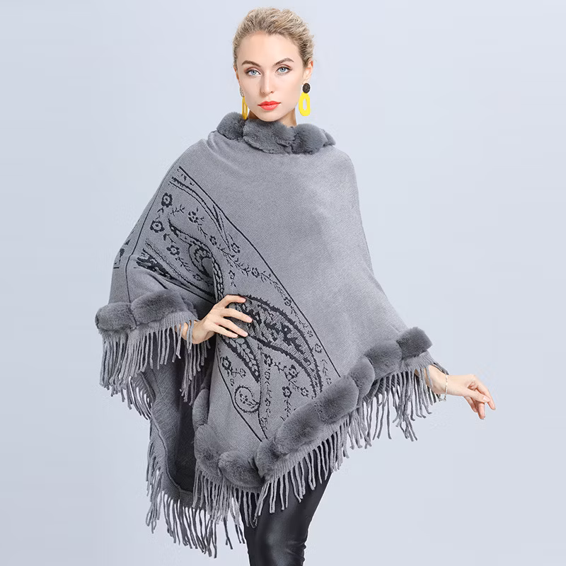 Winter Ponchos Capes Thick Shawl Pashmina Warm Blanket Coat
