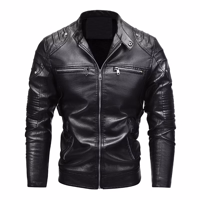 Fashion Design Vintage Red Color PU Leather Jacket Motorcycle for Men Windbreaker