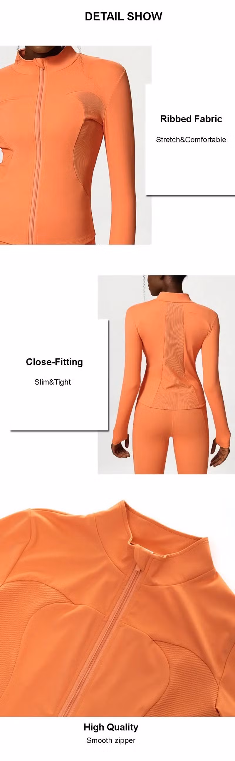 Hot Selling Athletic Gym Structure Zip up Jacket with Thumb Holes Slim Fit Autumn Running Jackets Long Sleeve Outdoor Fitness Training Coat