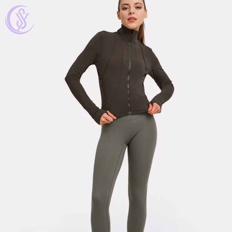 Wholesale Ladies Winter Activewear Tops New Plus Size Slim Fit Full Zipper Sports Running Thumb Holes Jacket