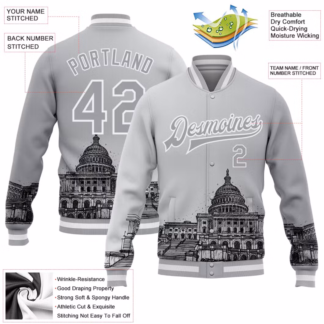 Fashion Classic Soft Man Leisure Style Wholesale Baseball Bomber Jackets Custom Printing Spring Jacket