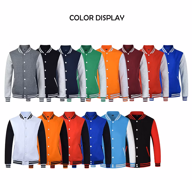 Custom Outdoor Men Bomber Letter Man Varsity Jackets College Baseball Fleece Blank Letterman Varisity Jacket