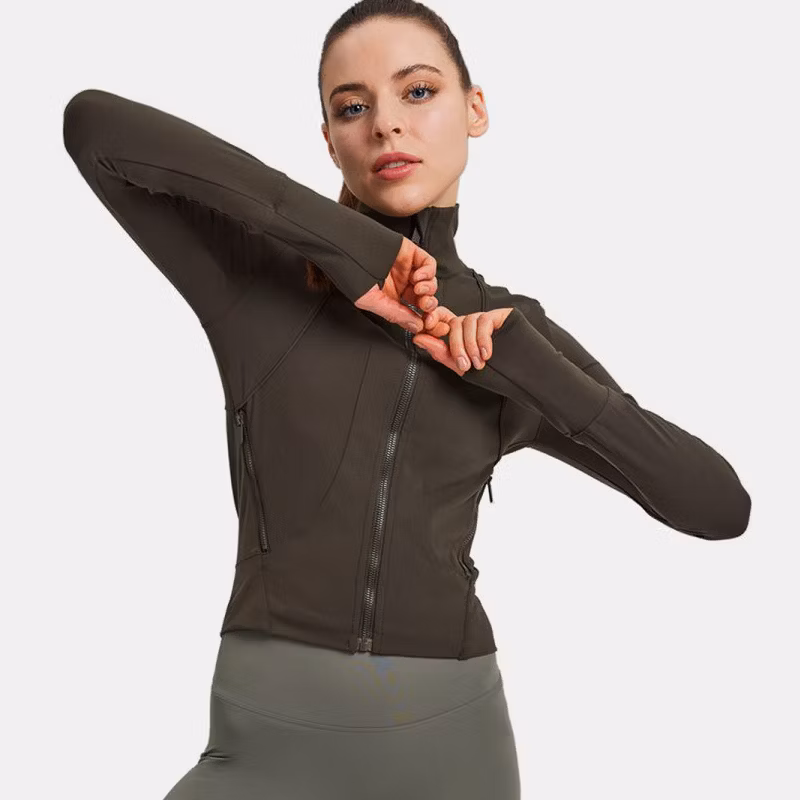Wholesale Ladies Winter Activewear Tops New Plus Size Slim Fit Full Zipper Sports Running Thumb Holes Jacket
