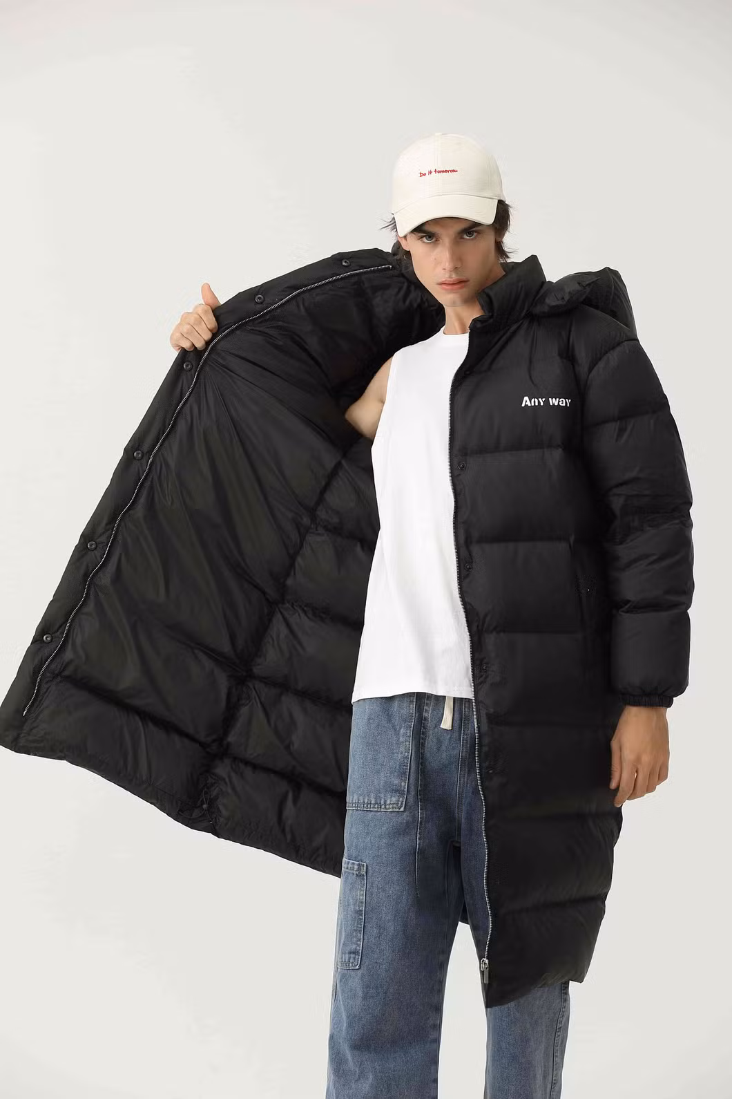 Long Parka Men&prime; S Outdoor Windbreaker Jacket with OEM Printed