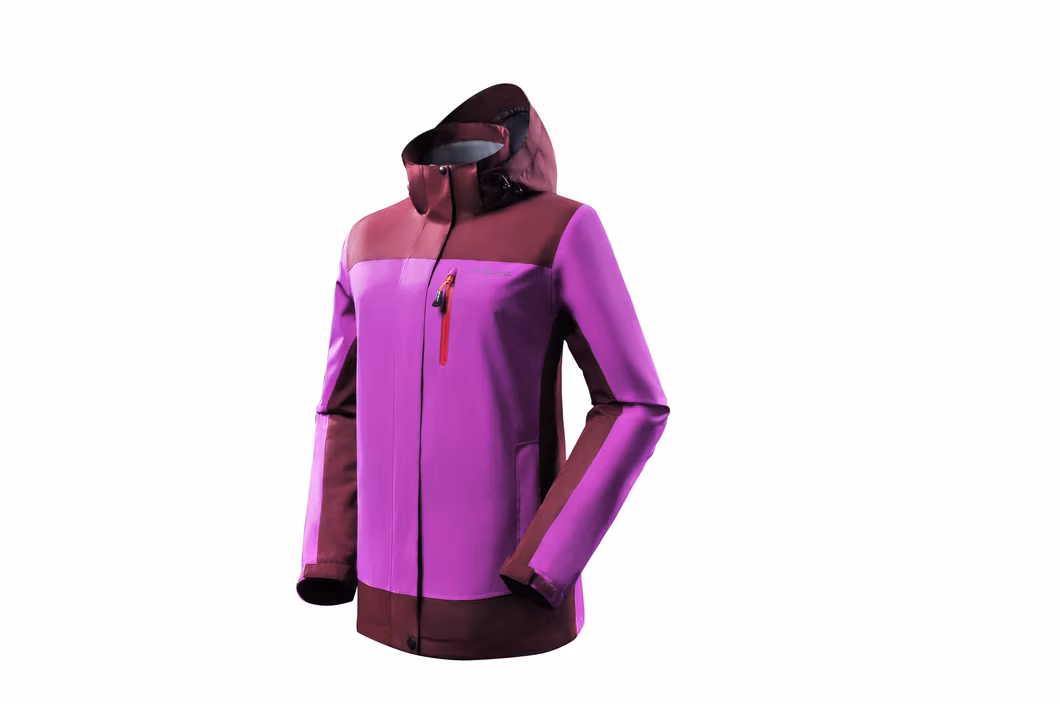Manufacture Women Waterproof Windproof Rain Lightweight Outdoor Clothing Jacket with Detached Hood