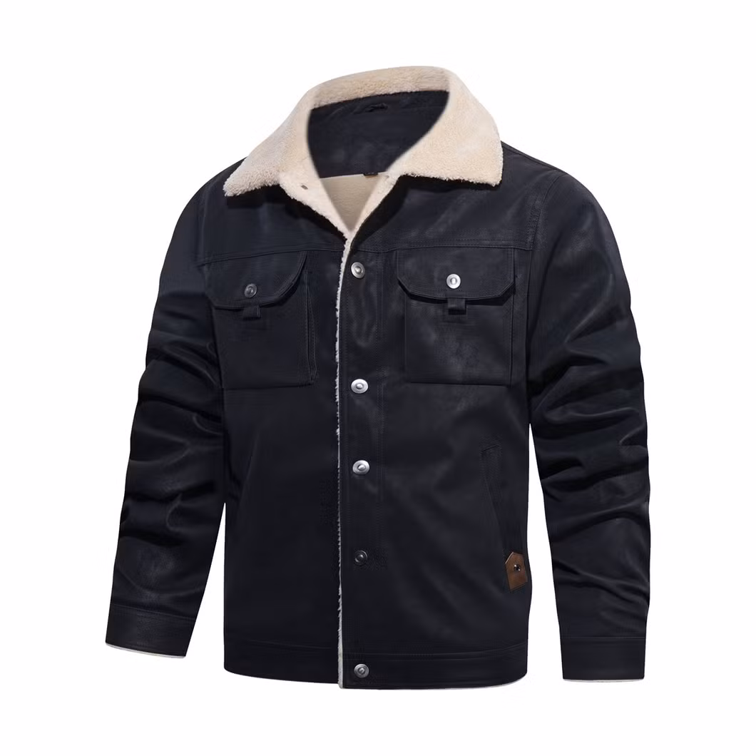 Asiapo China Factory Men&prime;s Moto Bike Pacer Faux Leather Jacket with Fleece Lining