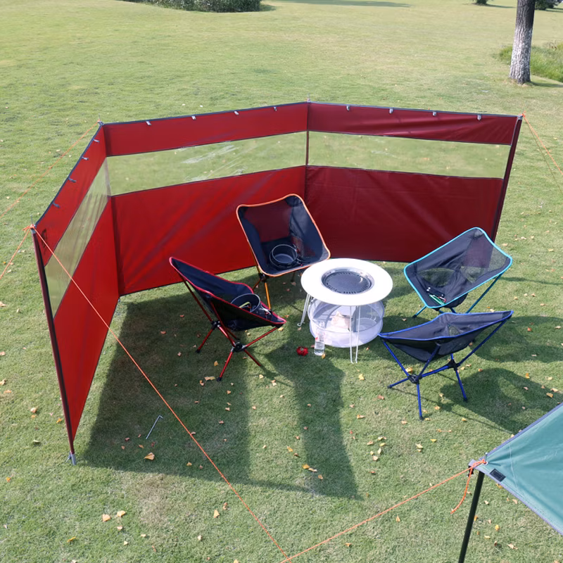 3 Panel Fabric Privacy Protection Wind Easy Set up Windbreak -Grey