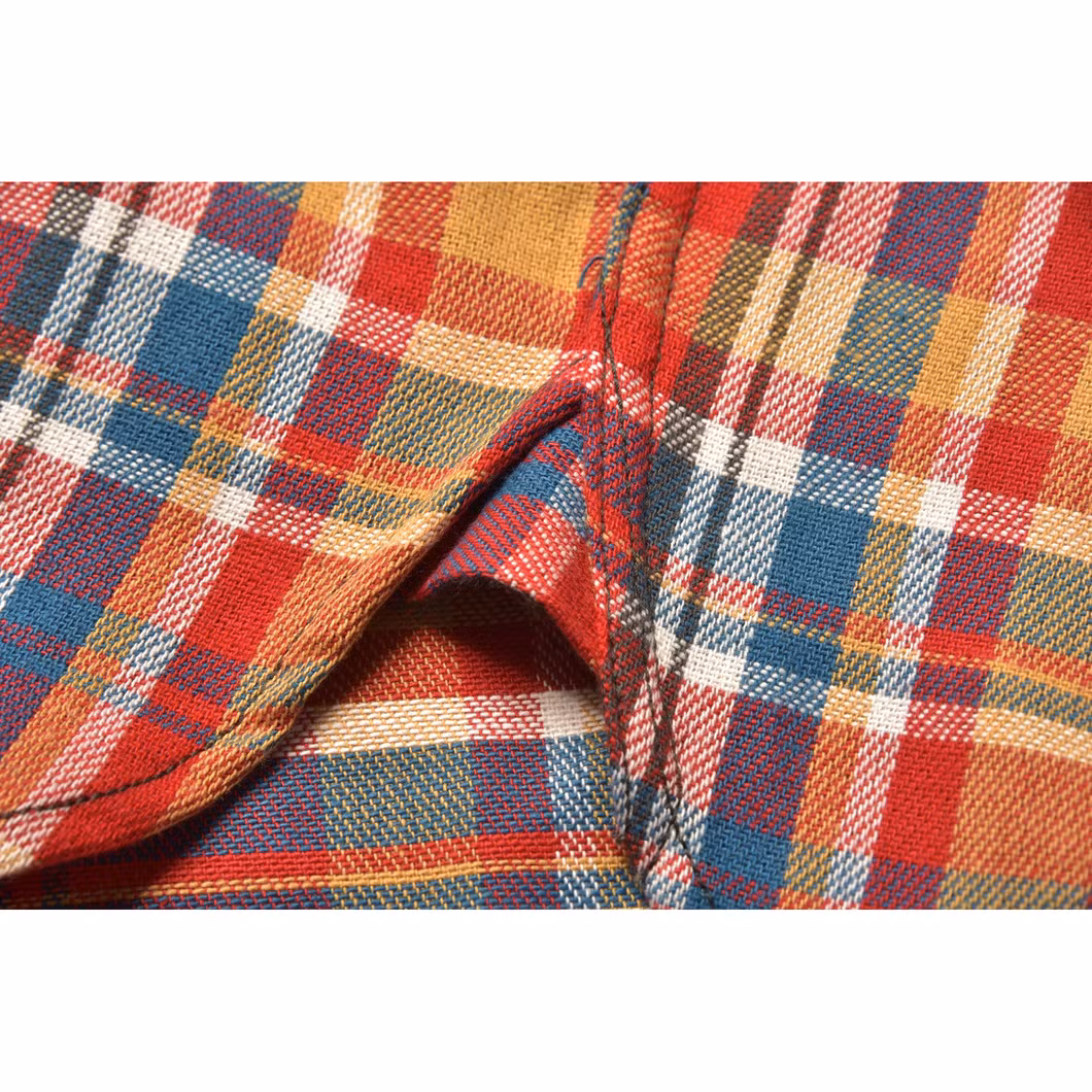 Custom Design Logo Street Red Plaid Shirt Plaid Flannel Fashion Shirt Jacket for Men
