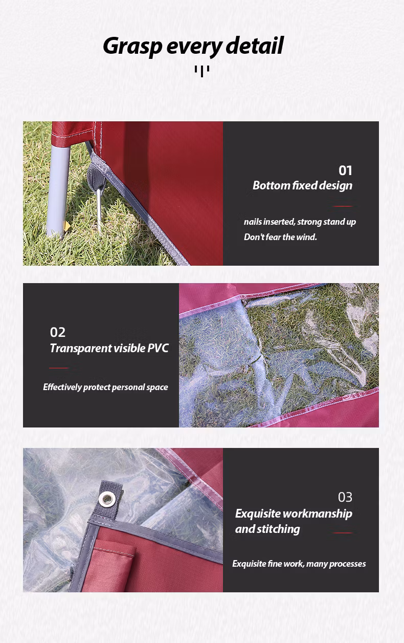3 Panel Fabric Privacy Protection Wind Easy Set up Windbreak -Grey