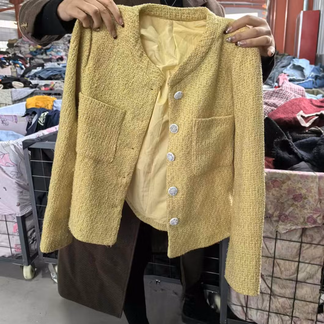 Wholesale Used Fashion Women Tweed Jacket Thrift Clothes Female Suit