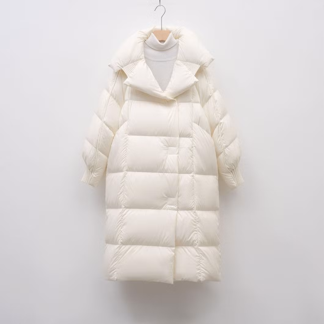 Women&prime;s Winter New Simple Fashion Thickened White Duck Down Long Down Jacket