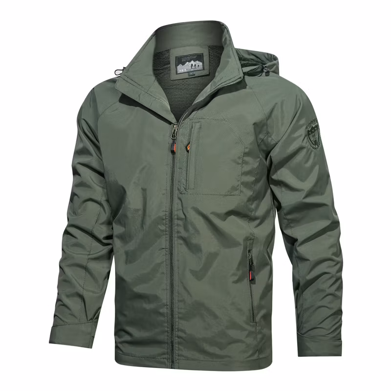 Custom Made Kahki Outdoor Wear Ski Men Softshell Jacket Windbreaker