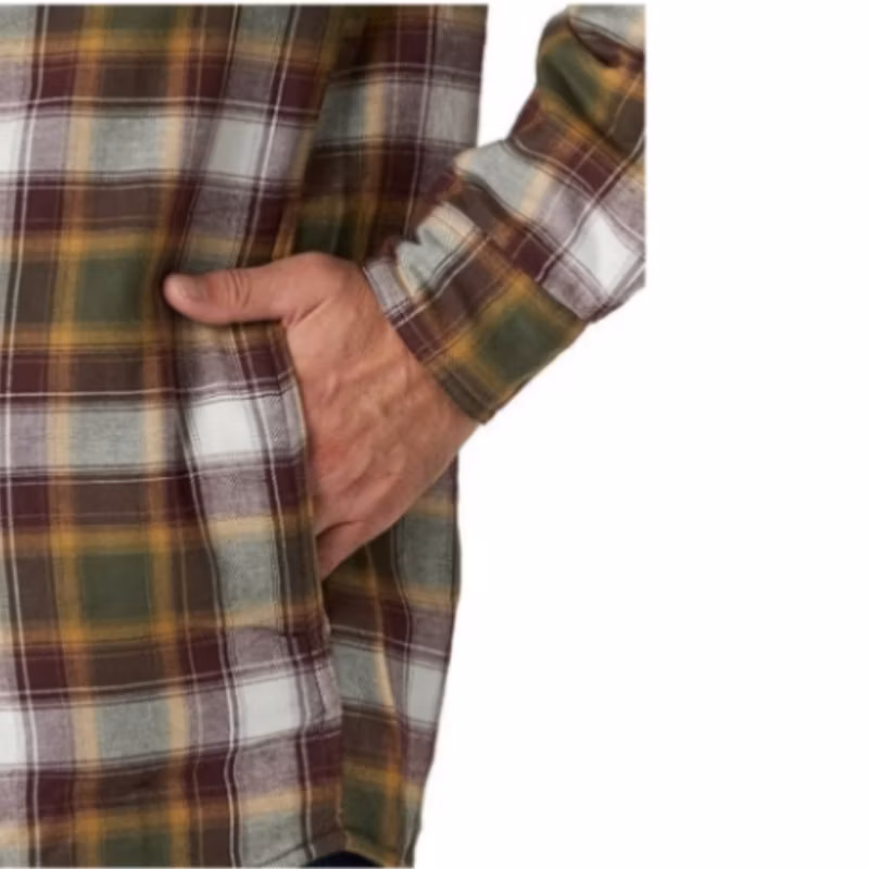 Mens Quilted Flannel Shirt Jacket with Hood