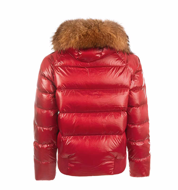 Bechance Bomber Parka Red Women Puffy Shiny Padded Jacket