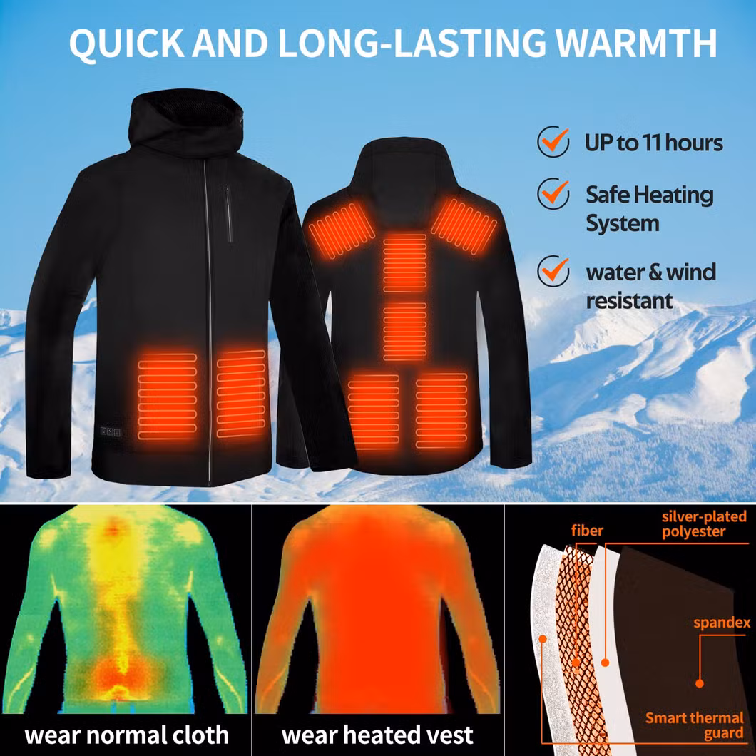 USB Heated Coat Heated Shell Jacket Electric Heating Jacket for Men Women