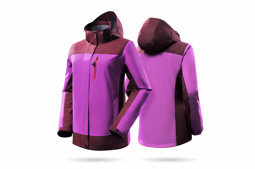 Manufacture Women Waterproof Windproof Rain Lightweight Outdoor Clothing Jacket with Detached Hood
