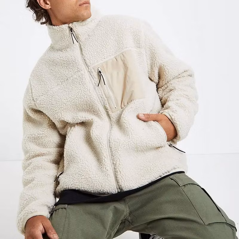 Men&prime;s Work Fleece Jacket Trucker Lapel Work Cargo Jackets for Men