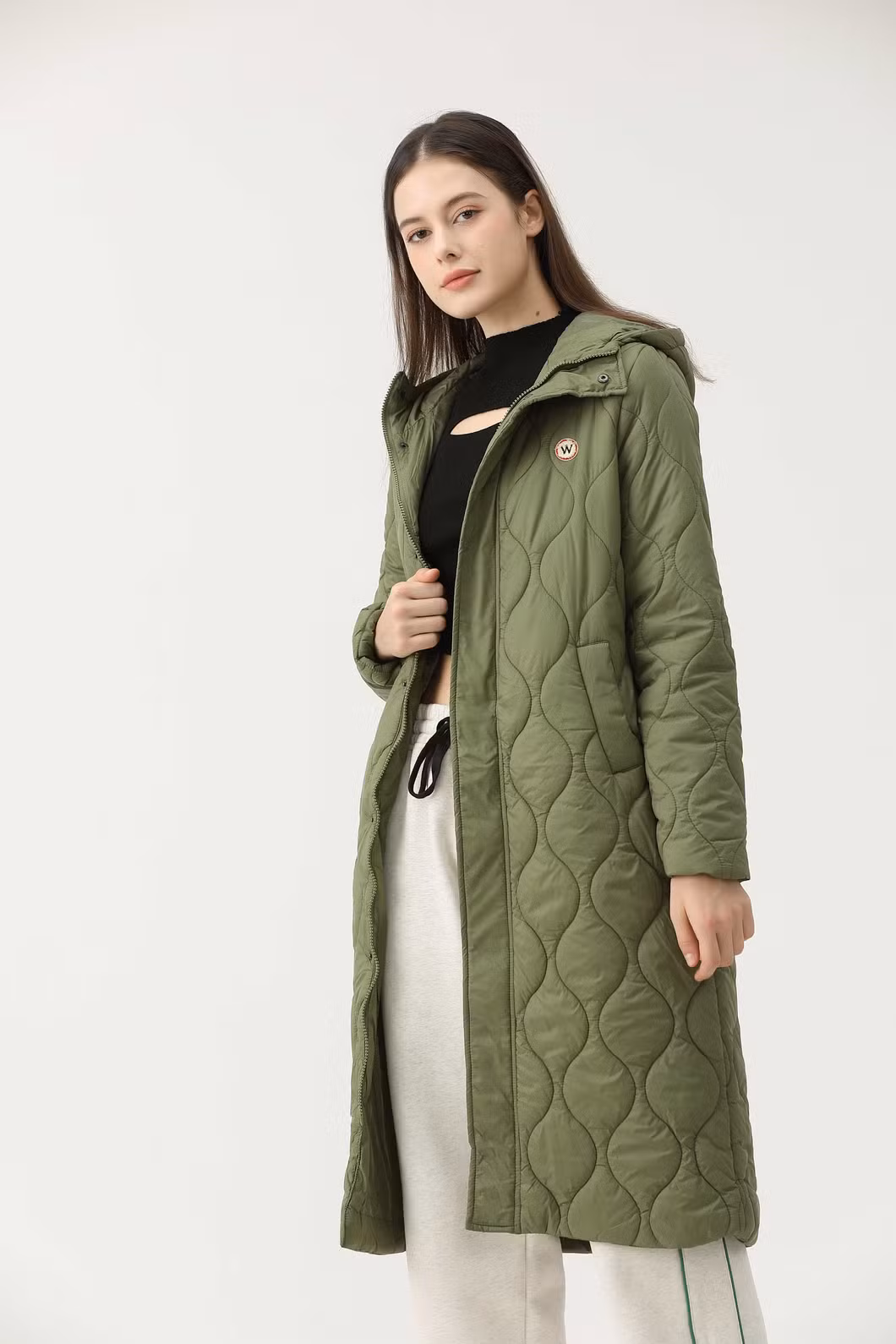 Plus Size Down Belt Padded Warm Fur Hooded Women Long Parka Jacket