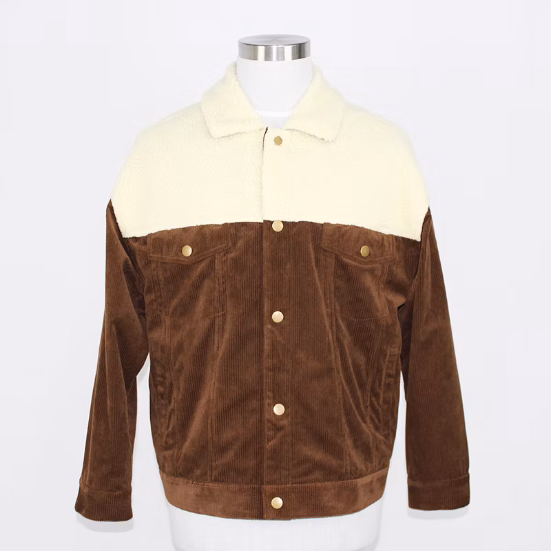 Men&prime;s Cotton Corduroy with Sherpa Lining Jacket Perfect in Workmanship Casual Coat Jacket
