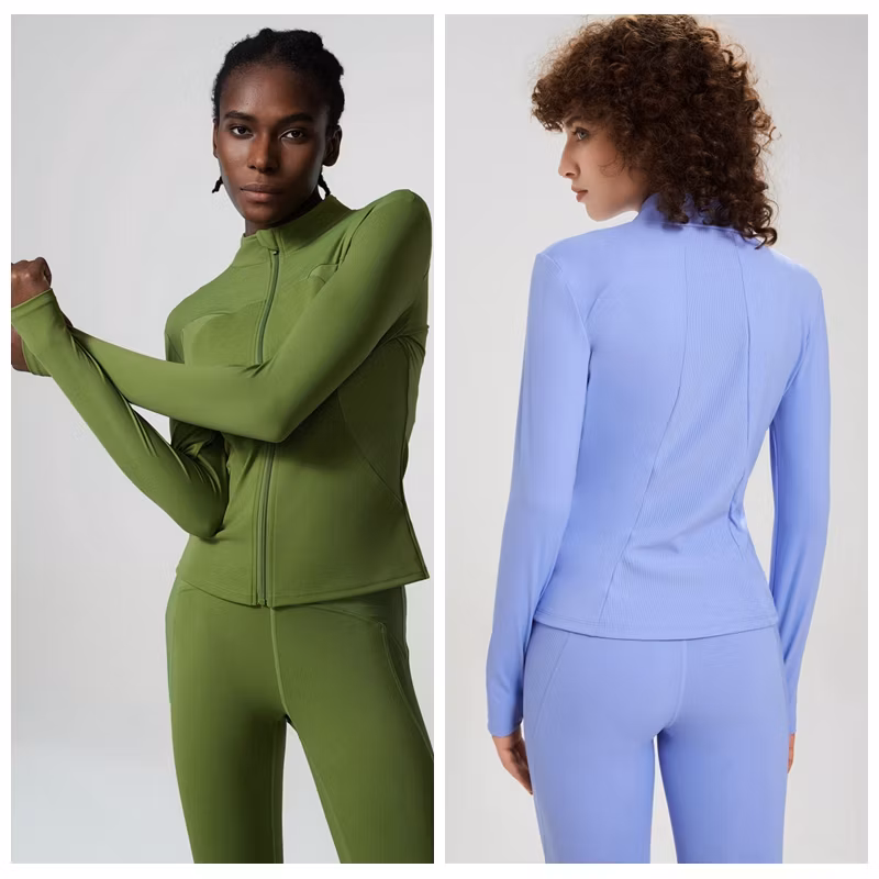 Hot Selling Athletic Gym Structure Zip up Jacket with Thumb Holes Slim Fit Autumn Running Jackets Long Sleeve Outdoor Fitness Training Coat