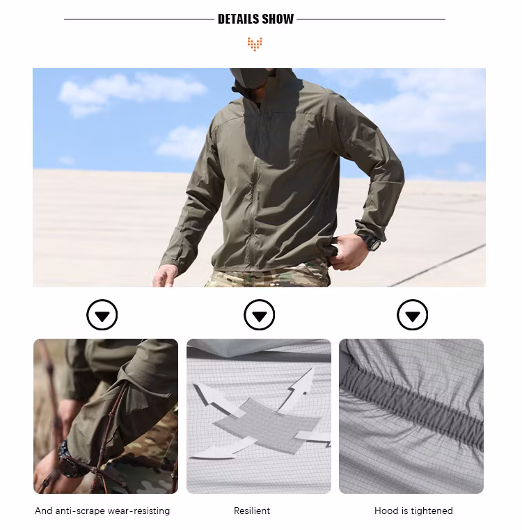 Summer Clothes Windbreaker Ultra-Light Skin Clothes Men Hooded Thin Casual Clothes Tactical Uniform Summer Skin Mens Jackets