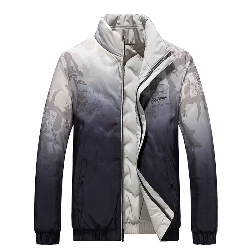 Winter Outdoor Men&prime;s Reversable Printed Thick Warm Quilted Padding Down Windbreaker Jacket