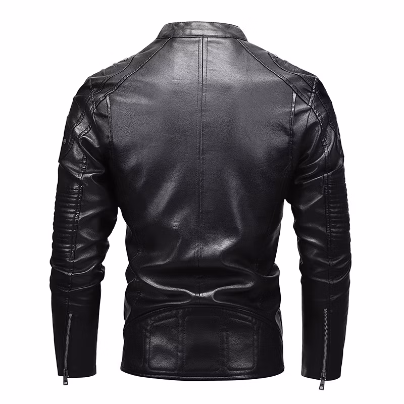 Fashion Design Vintage Red Color PU Leather Jacket Motorcycle for Men Windbreaker