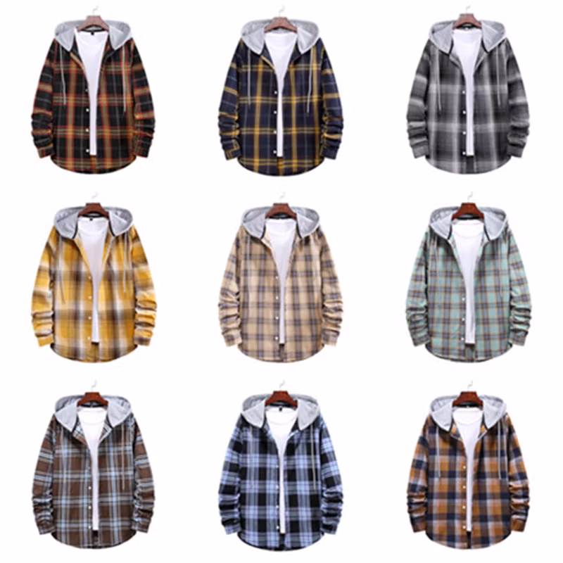 Mens Classic Long Sleeve Shirt Casual Cardigan Coat Plaid Button Jackets