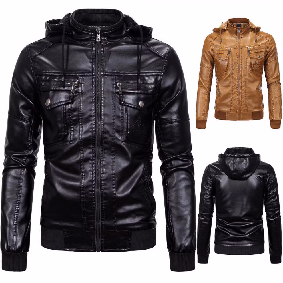 Custom PU Synthetic Leather Jacket High Quanlity Fashion Leather Jacket for Men