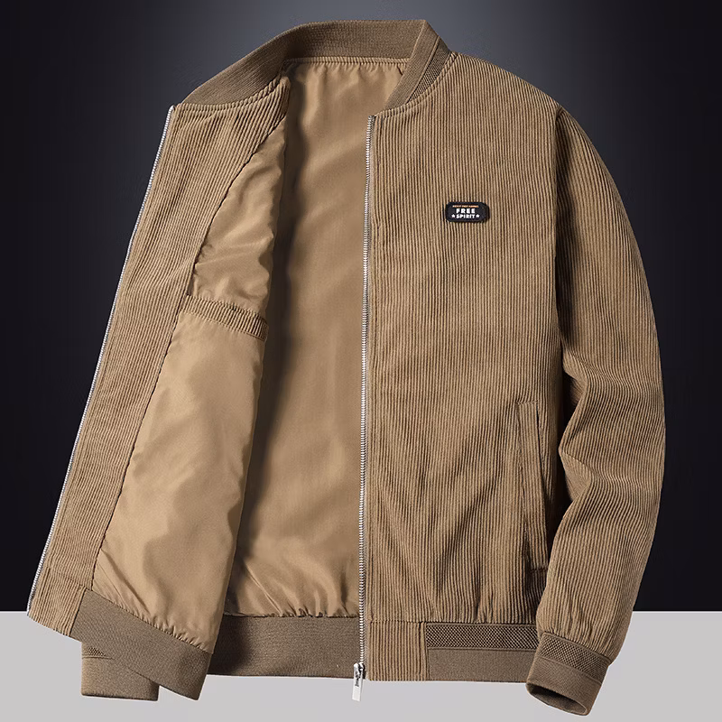 Low MOQ Corduroy Cotton Padded Jacket Zipper Cheap High Quality Men Vintage Jacket