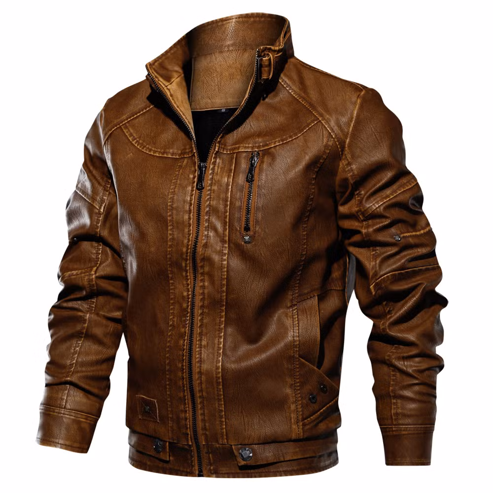Asiapo China Factory Men&prime;s Biker Motorcycle Street Classic Bomber PU Leather Jacket