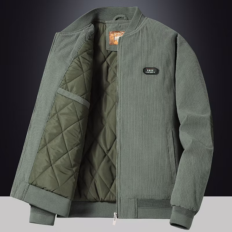 Low MOQ Corduroy Cotton Padded Jacket Zipper Cheap High Quality Men Vintage Jacket