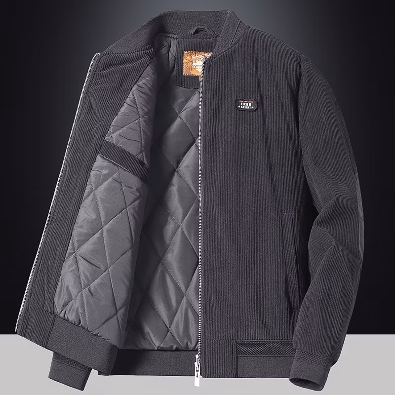 Low MOQ Corduroy Cotton Padded Jacket Zipper Cheap High Quality Men Vintage Jacket