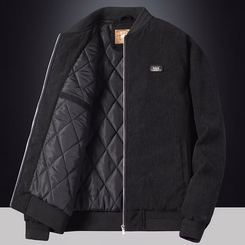 Low MOQ Corduroy Cotton Padded Jacket Zipper Cheap High Quality Men Vintage Jacket
