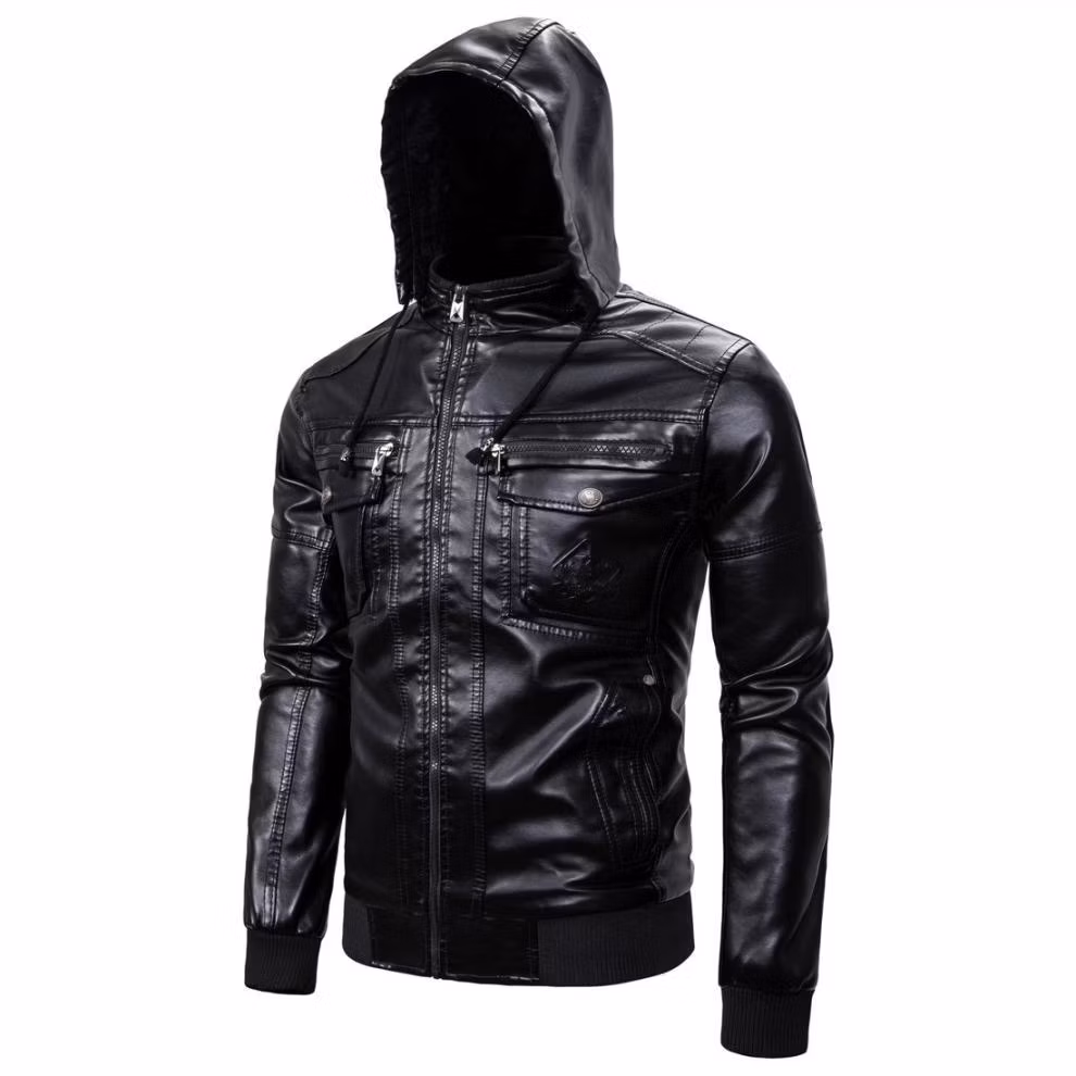 Custom PU Synthetic Leather Jacket High Quanlity Fashion Leather Jacket for Men