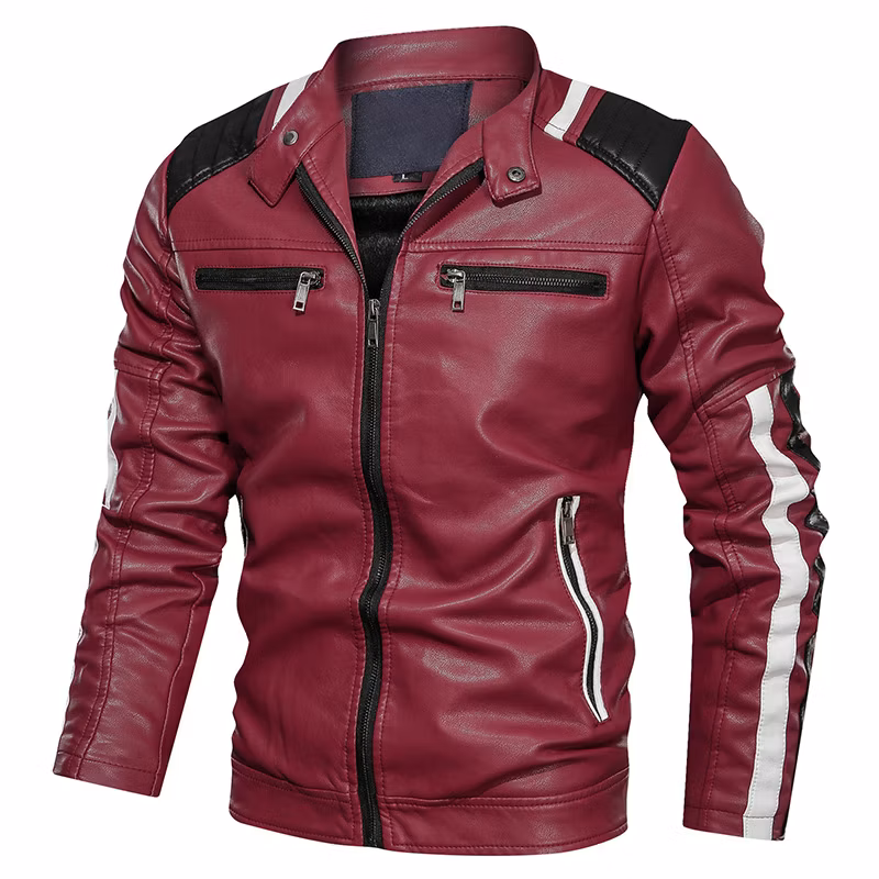 Hot Sale Men&prime;s Leather Jacket PU Synthetic Leather Motorcycle Leather Jacket PU Leather Jacket