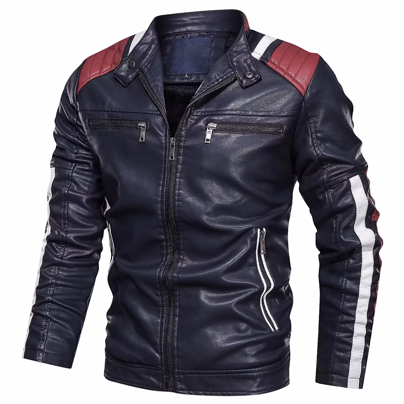 Hot Sale Men&prime;s Leather Jacket PU Synthetic Leather Motorcycle Leather Jacket PU Leather Jacket