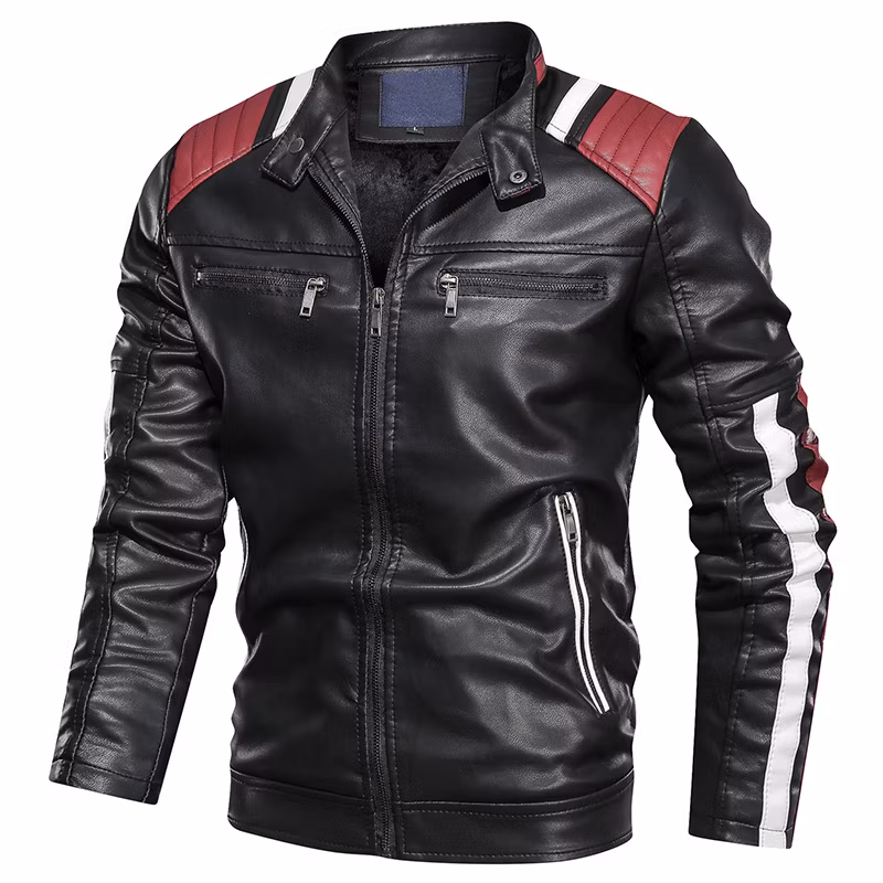Hot Sale Men&prime;s Leather Jacket PU Synthetic Leather Motorcycle Leather Jacket PU Leather Jacket